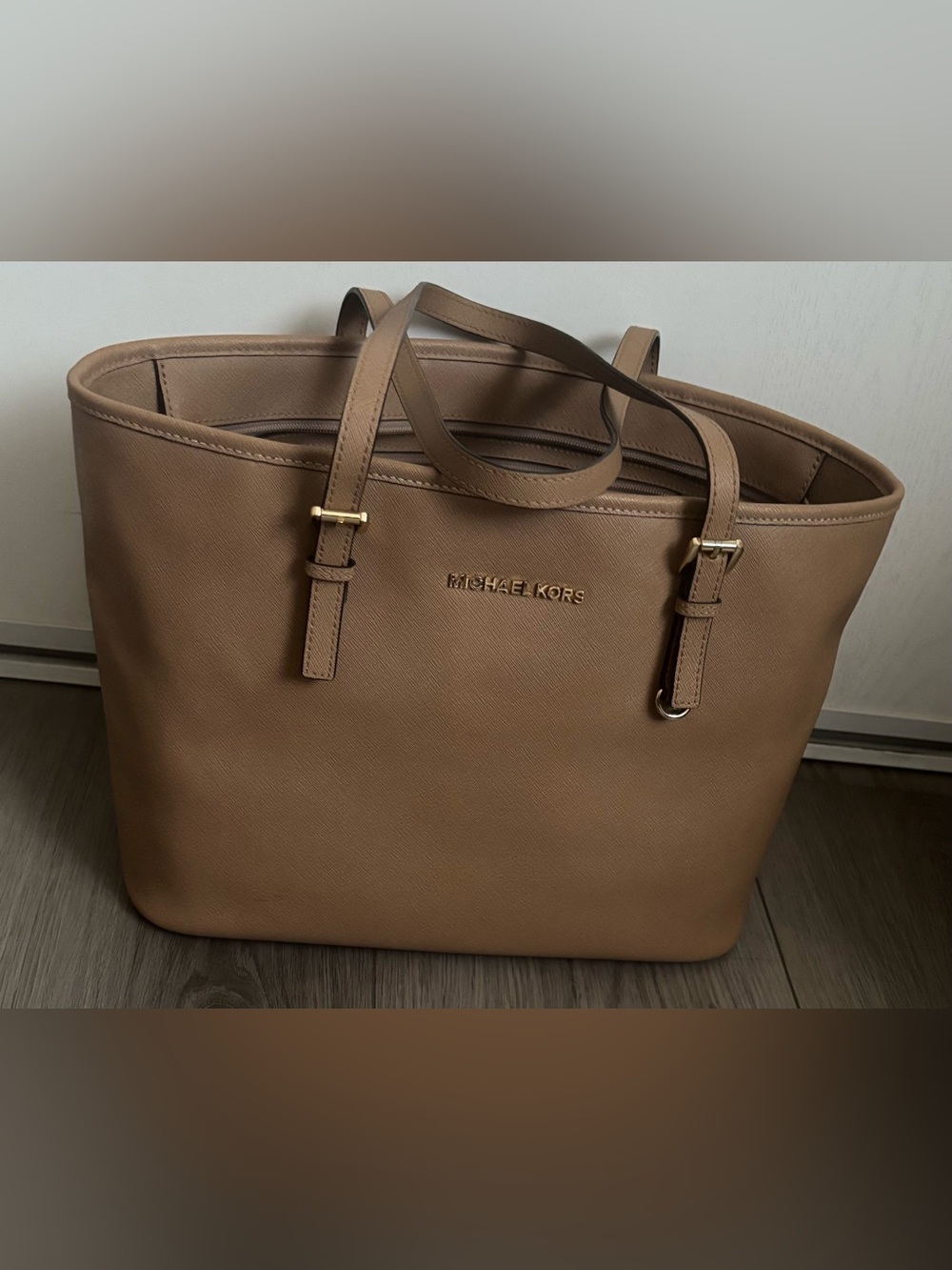 Michael Kors Women's Saffiano Leather Tote Bag in tan